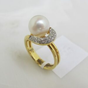 Ring Bicolor mit Perle und Brillant